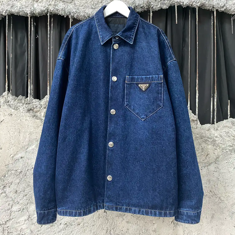 Prada Deep Blue Cotton Long Sleeve Jacket
