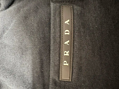 Prada Black Embroidered Cotton Casual Pants
