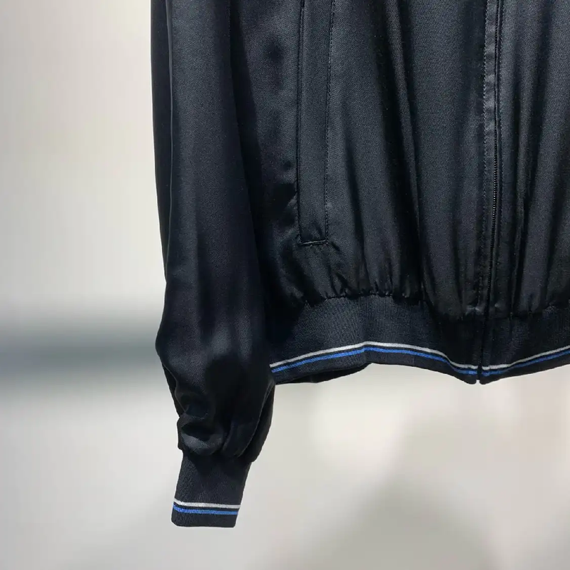 Prada Black Men's Jacket with Blue Stripes