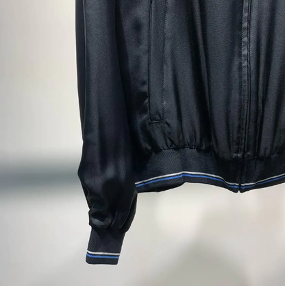 Prada Black Men's Jacket with Blue Stripes