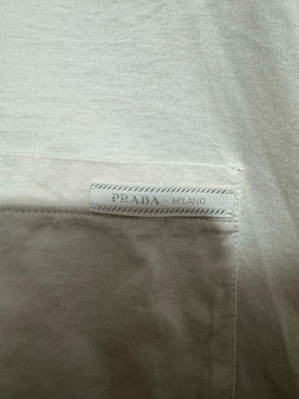 Prada White Cotton Logo Embroidered T-Shirt