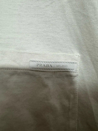 Prada White Cotton Logo Embroidered T-Shirt