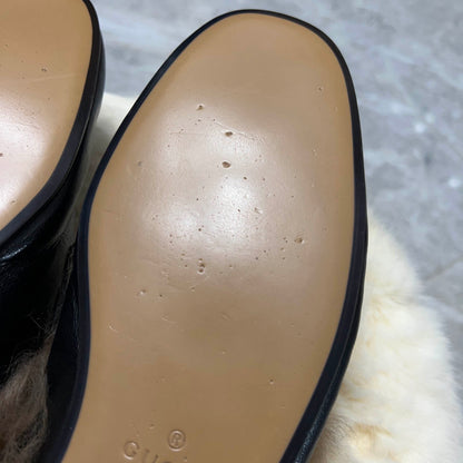 Gucci Princetown Black Fur Slide Sandals for Men 0079