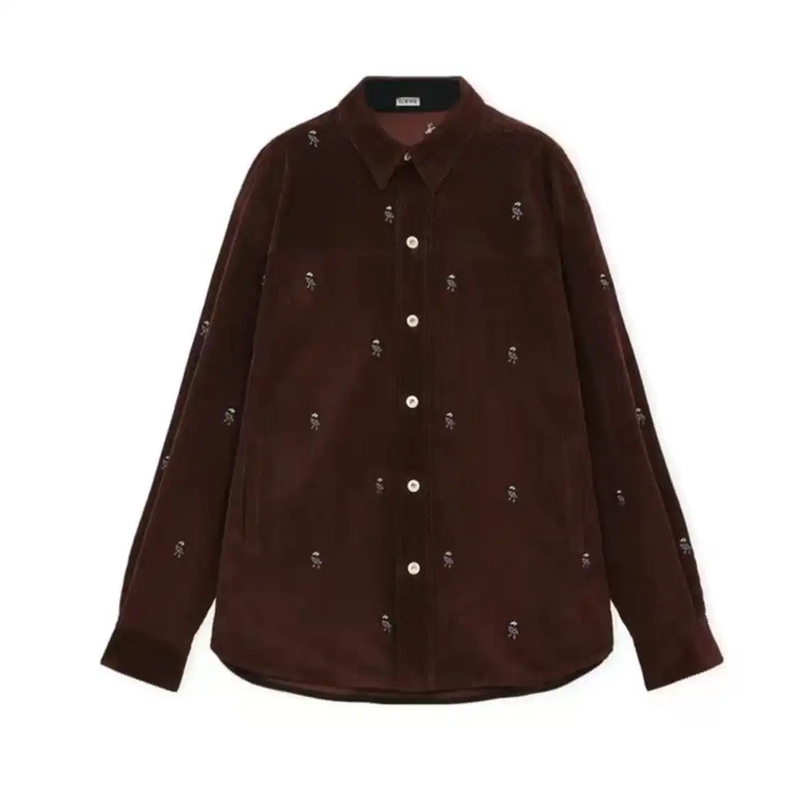 Loewe Brown Embroidered Long Sleeve Shirt 0089