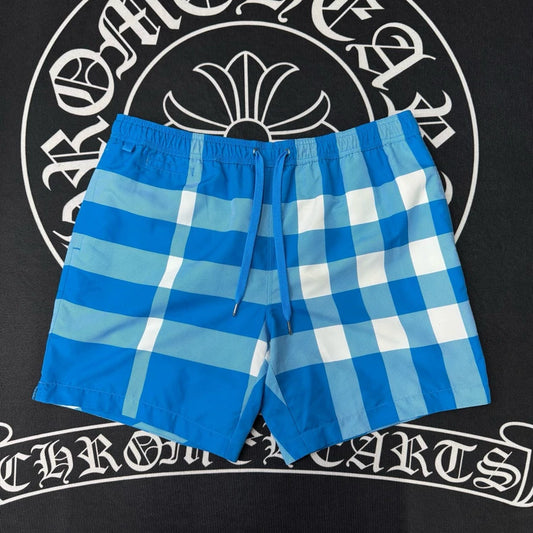 Burberry Blue White Checkered Shorts-yf