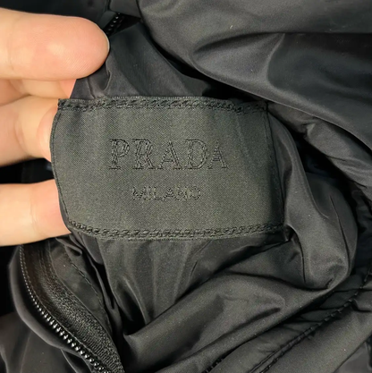 Prada Black Nylon Logo Hooded Jacket