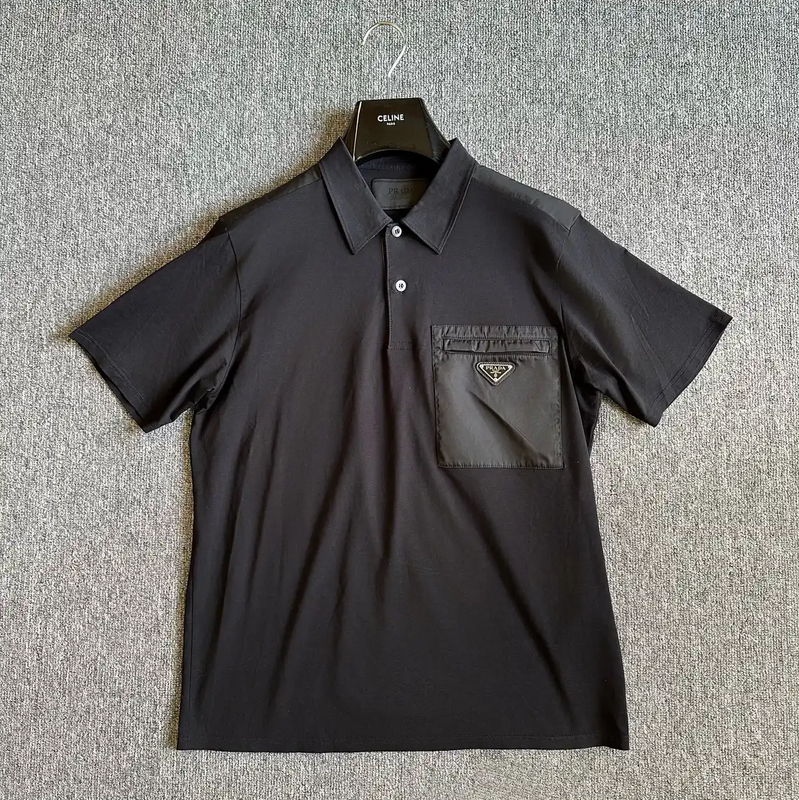 Prada Black Cotton Blend Logo Men's T-Shirt