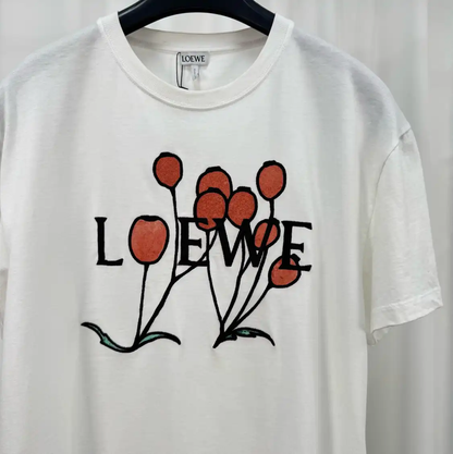 Loewe Embroidered Logo White T-Shirt for Men 0089