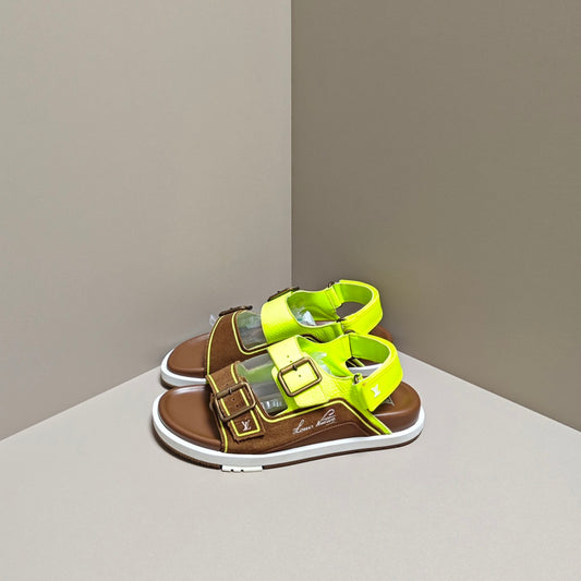 Louis Vuitton Trainer Sandals in Yellow and Brown 0079