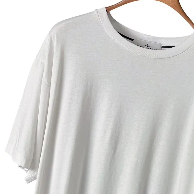 Stone Island White Logo Short Sleeve T-shirt 0089