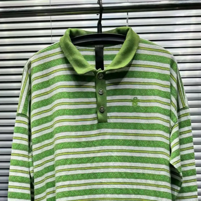Chrome Hearts Long Sleeve Striped Polo Shirt 0089