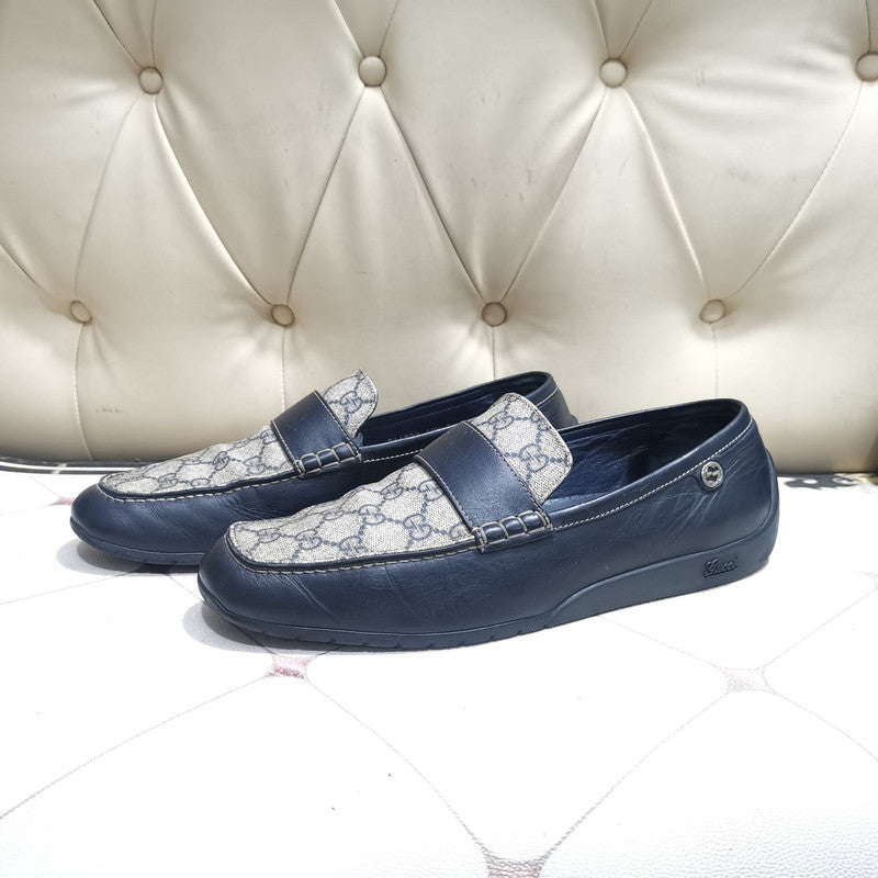 Gucci Blue GG Print Leather Loafers 0079
