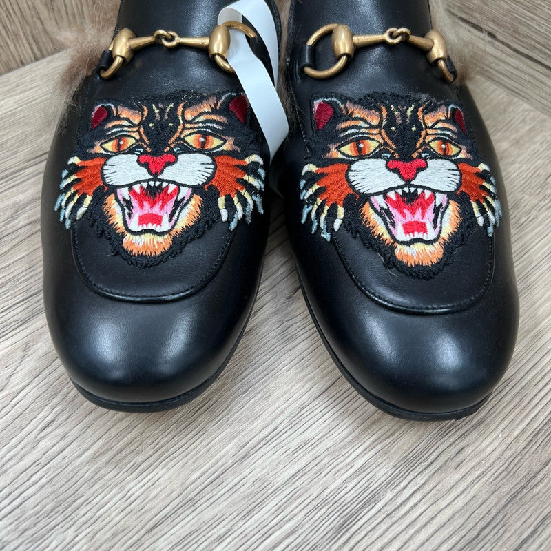 Gucci Black Casual Fur-lined Slide Slippers 0079