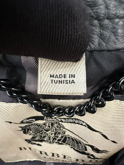 Burberry Men's Black Leather Coat Size L