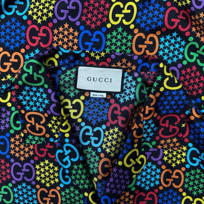 Gucci Rainbow Print Silk Short Sleeve Shirt-yf