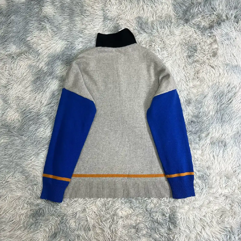 Loewe Men's Gray Knit Sweater with Colorful Sleeves 0089