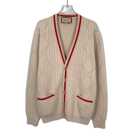 Gucci Logo Print V-Neck Knit Sweater