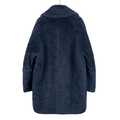 Blue Double-Breasted Alpaca Coat