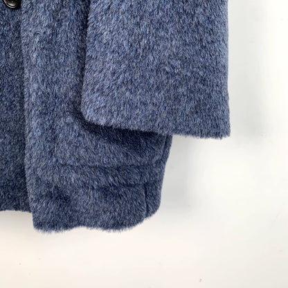 Blue Double-Breasted Alpaca Coat