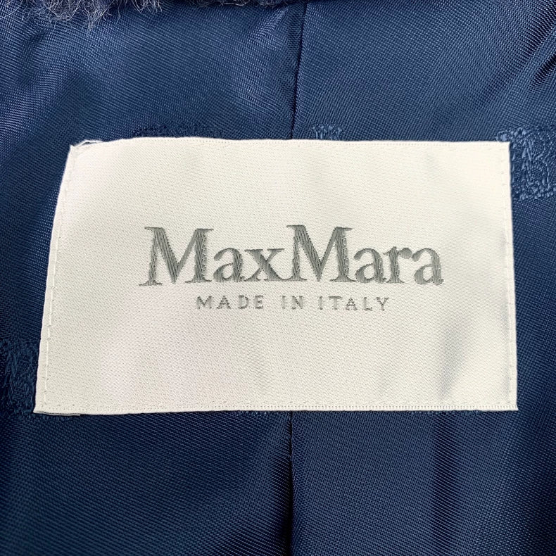 Blue Double-Breasted Alpaca Coat