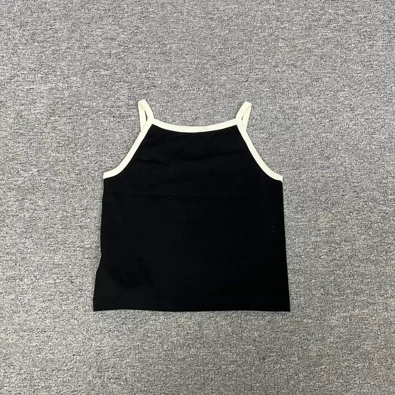 Celine Black Logo Tank Top with Straps