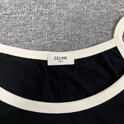 Celine Black Logo Tank Top with Straps