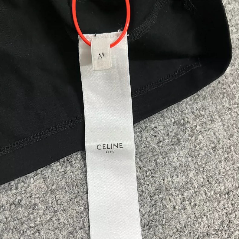 Celine Black Logo Tank Top with Straps