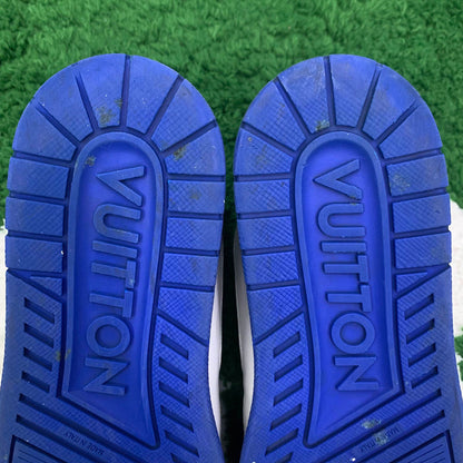 Louis Vuitton Trainer Sport Sneakers in White and Blue 0079