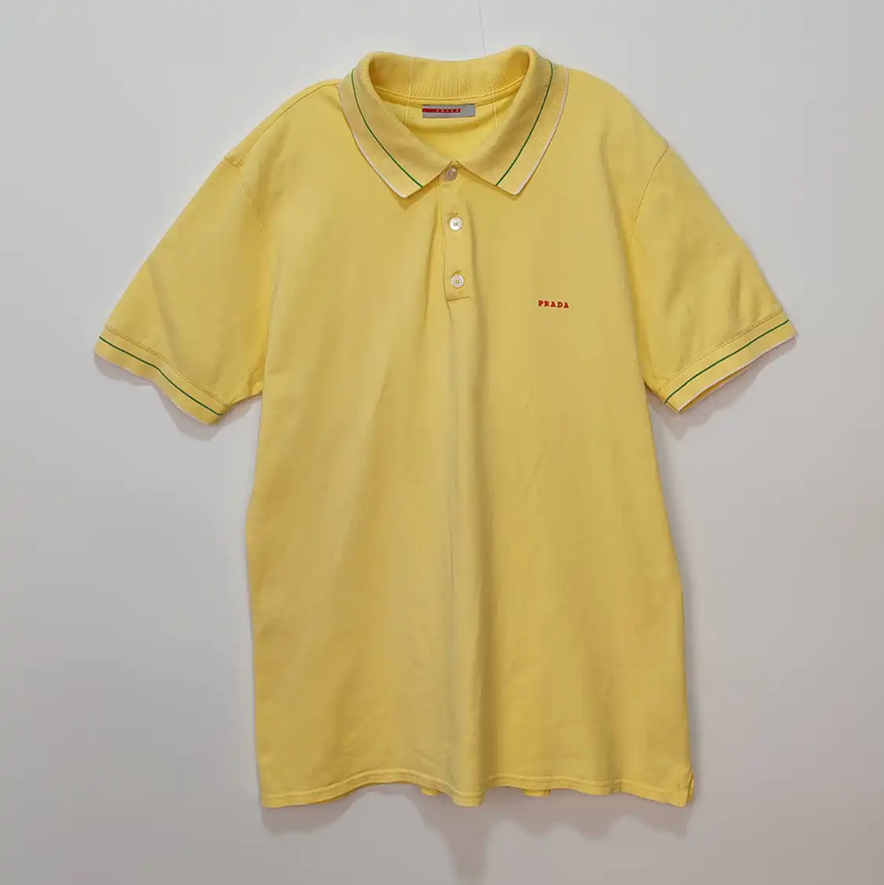 Prada Men's Yellow Cotton Polo Shirt