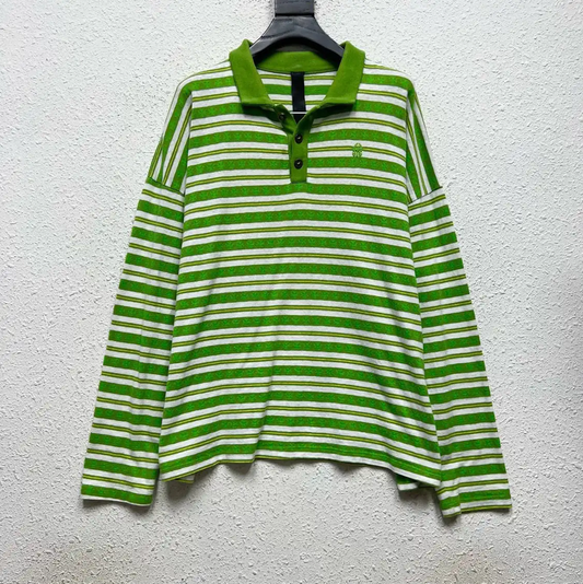 Chrome Hearts Green Striped Long Sleeve Polo 0089