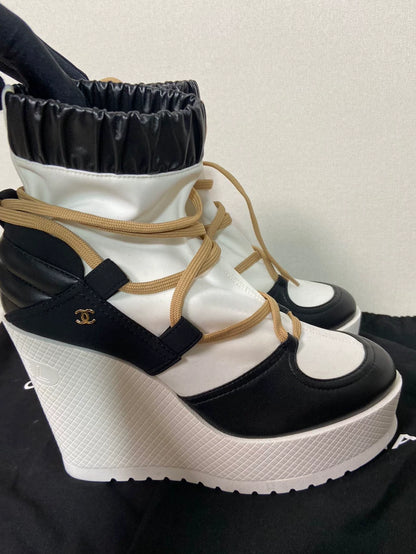 Chanel Logo Platform Sneakers With Cross Straps
