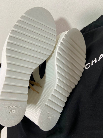 Chanel Logo Platform Sneakers With Cross Straps