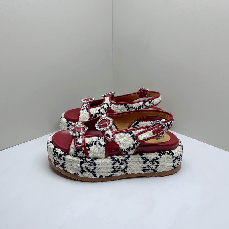 Gucci GG Tweed Waterproof Platform Sandals 0079