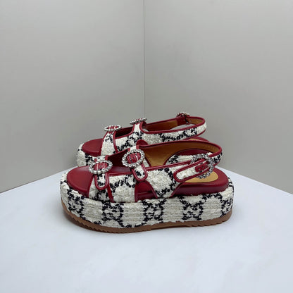 Gucci GG Tweed Waterproof Platform Sandals 0079