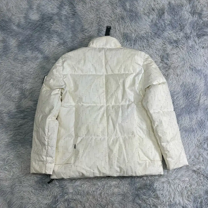 Stone Island White Down Jacket for Men 0089
