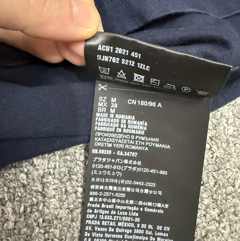 Prada M Size Blue Cotton Men's T-Shirt