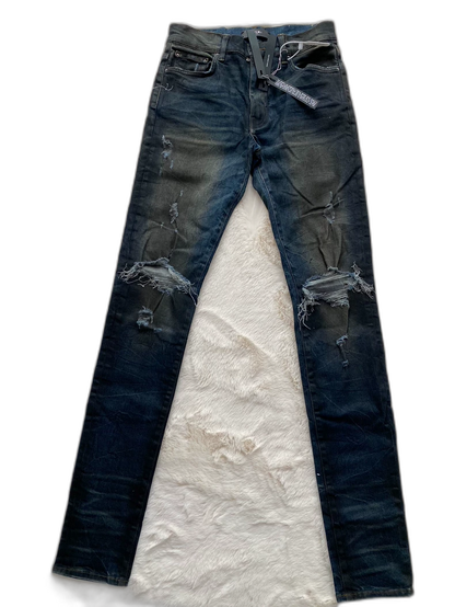 Amiri Distressed Denim Jeans in Light Blue