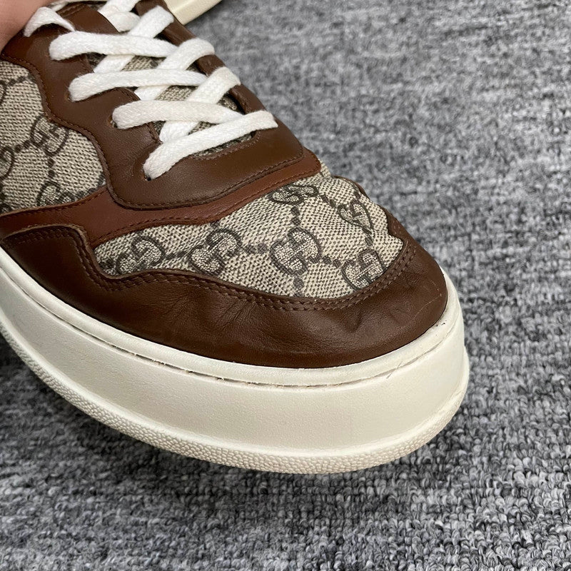 Gucci Brown Canvas Lace-Up Stylish Sneakers 0079