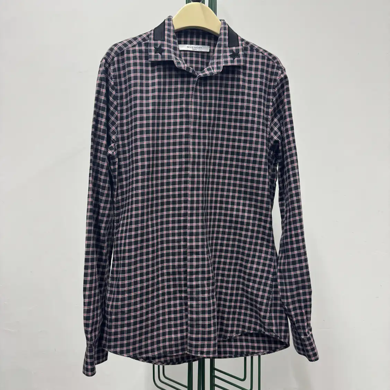 Givenchy Long Sleeve Cotton Check Shirt 0089