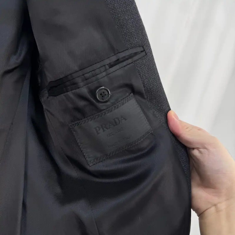 Prada Black Wool Long Sleeve Coat