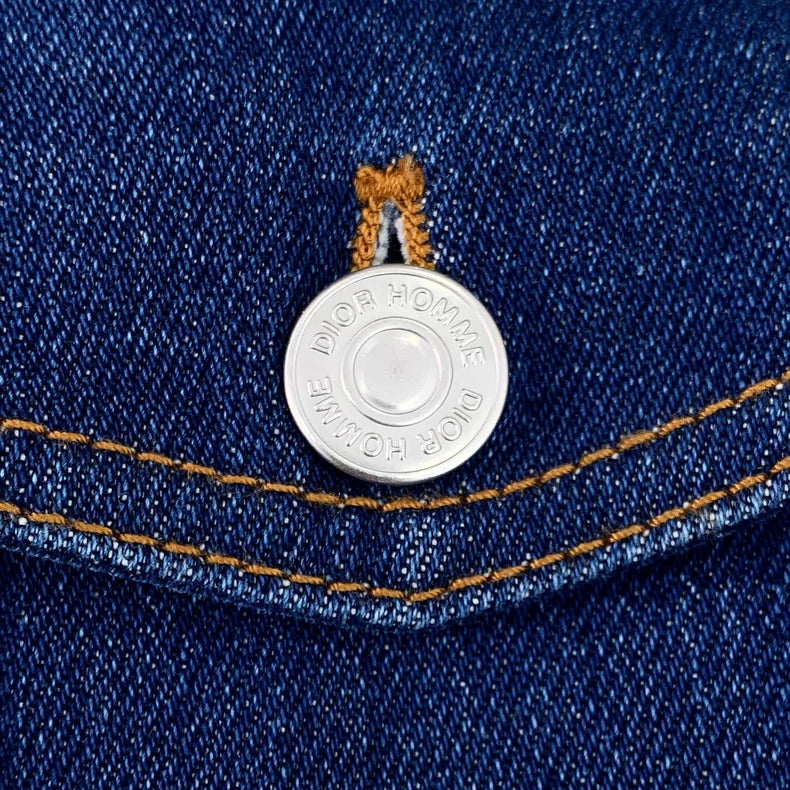 Dior Blue Logo Embossed Denim Jacket