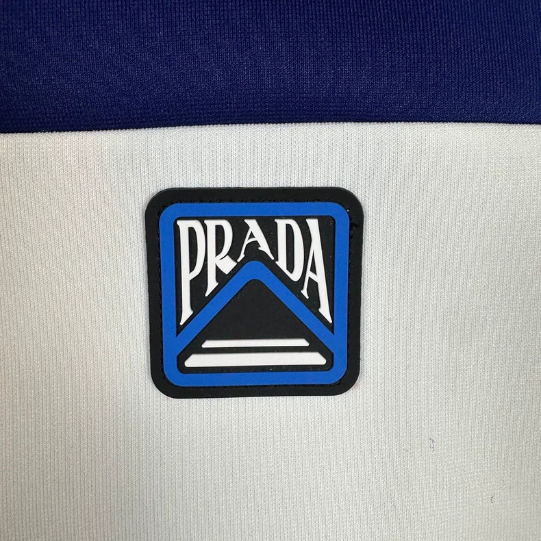 Prada Blue White Panel Short Sleeve T-Shirt