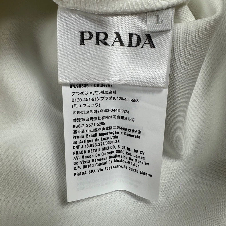 Prada Blue White Panel Short Sleeve T-Shirt