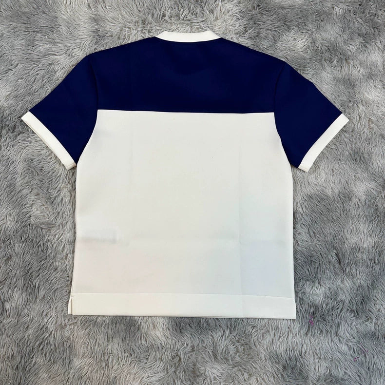Prada Blue White Panel Short Sleeve T-Shirt