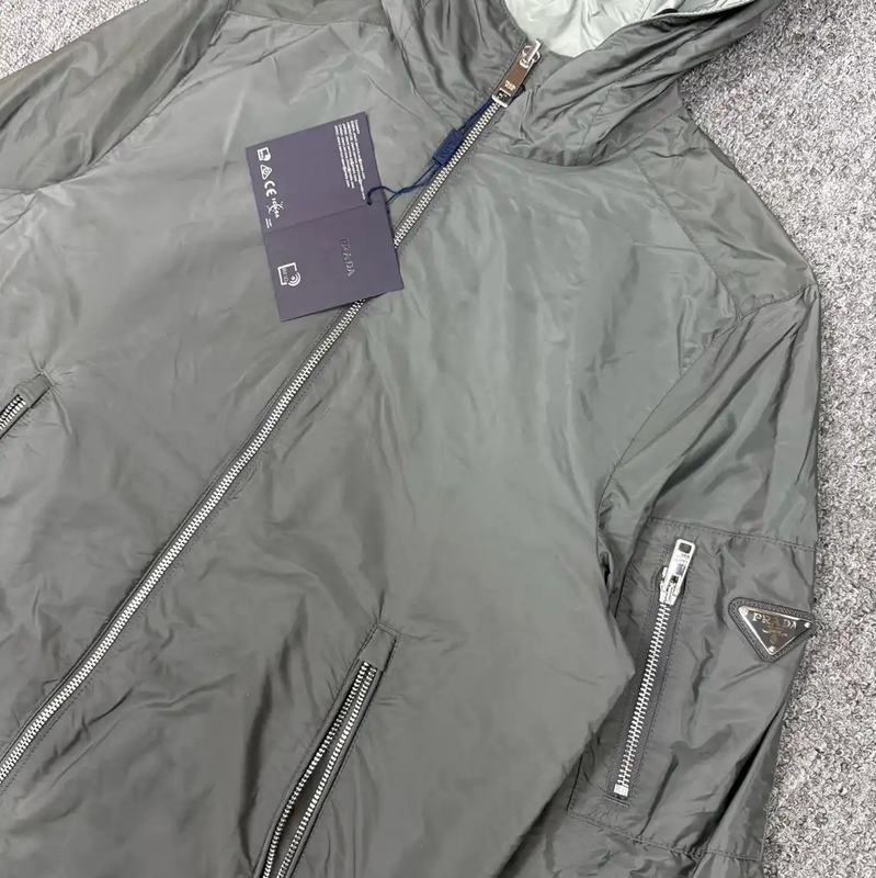 Prada Men's Gray Nylon Light Jacket