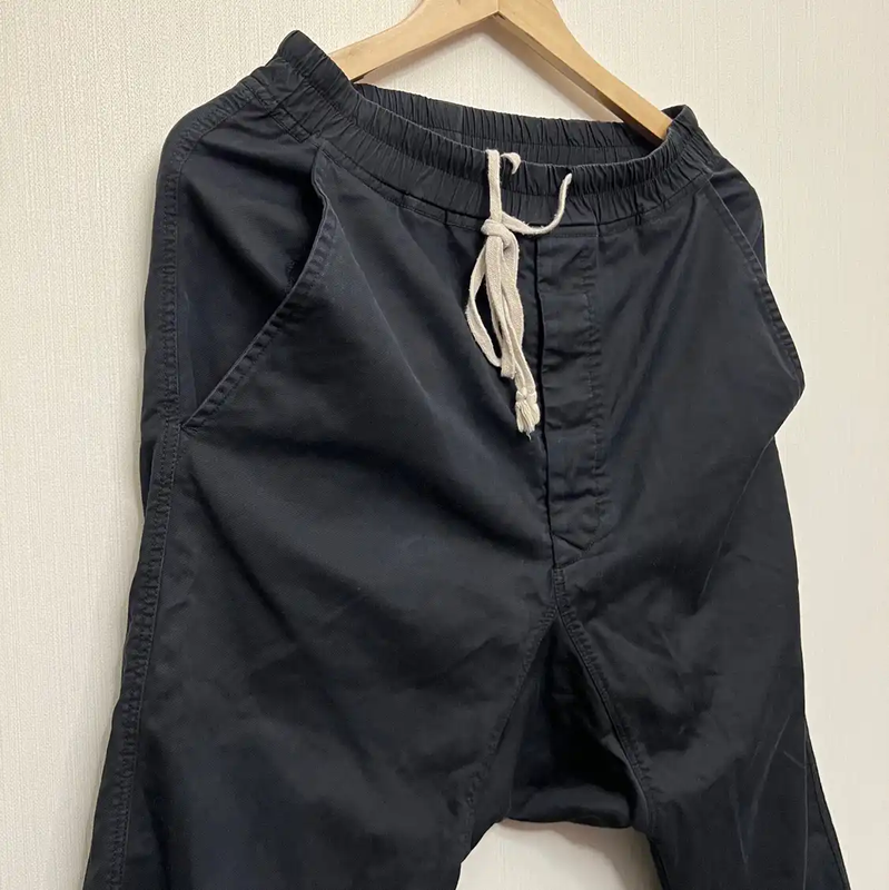 Rick Owens Black Cotton Casual Pants 0089