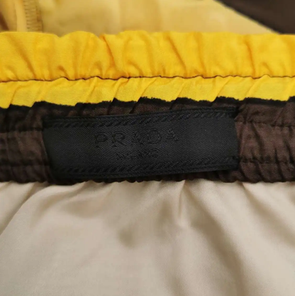 Prada Yellow Striped Silk Shorts for Men