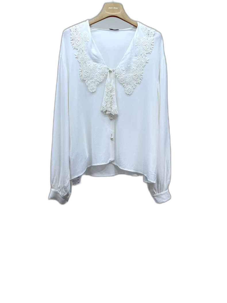 White Lace Trim Shirt