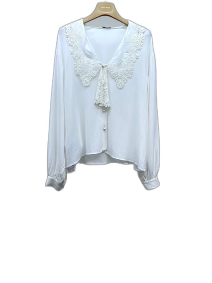 White Lace Trim Shirt