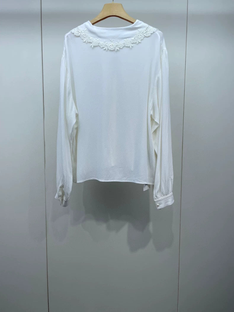 White Lace Trim Shirt